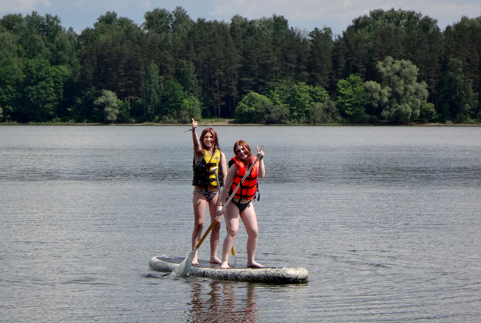 Детский серфинг с веслом на Истре